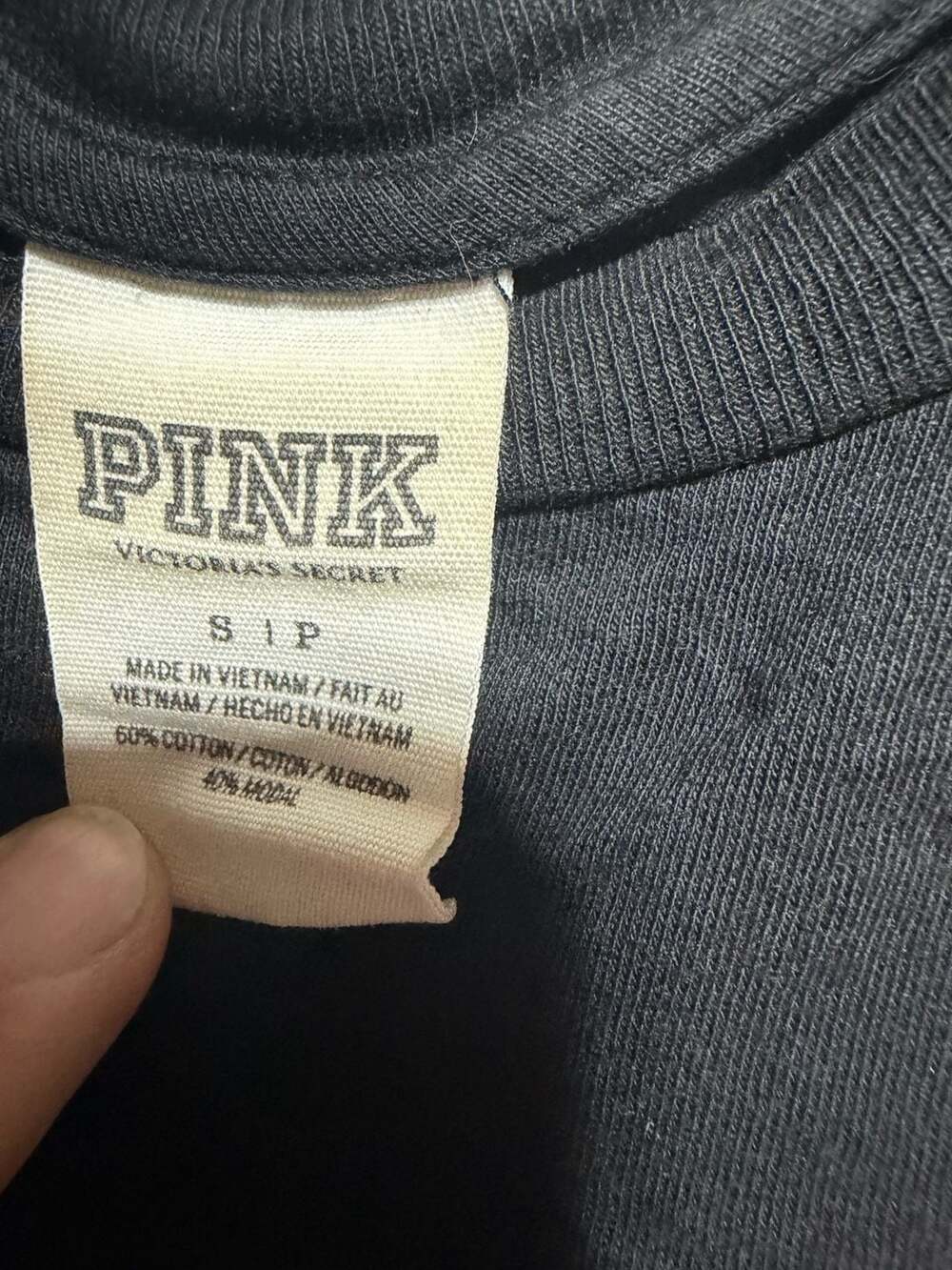 Victoria's Secret PINK Logo Graphic Crop Tank Top Black Size S - Picture 2 of 3